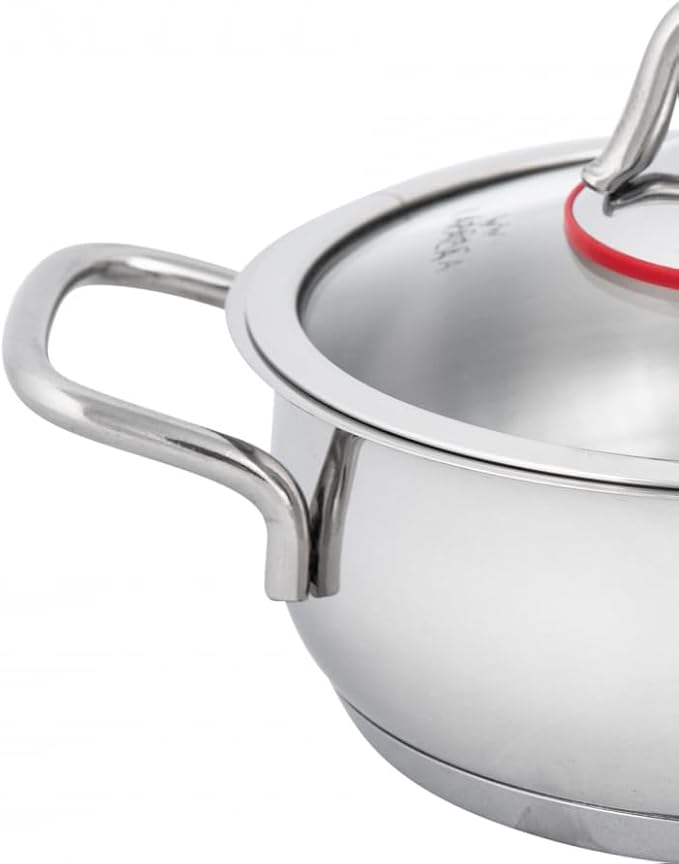 KARACA Emirgan 6 Piece Stainless Steel Induction Shallow Pot Set 14 cm 16 cm 18 cm Dishwasher Safe Silver Shallow Pans Set