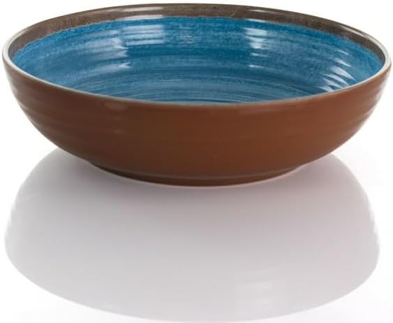 12 Piece Lightweight Melamine Dinnerware Set – Shatter-Resistant Dish Set for 4 with Plates and Bowls – Outdoor &amp Indoor Unbreakable Dinnerware (Blue)