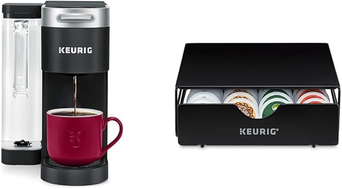 Keurig® K-Supreme Single Serve K-Cup Pod Coffee Maker MultiStream Technology Black &amp Slim Non-Rolling Storage Drawer Coffee Pod Storage Holds up to 24 K-Cup Pods Black
