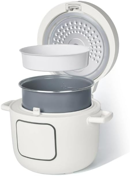 14-Cup Electric Rice and Grain Cooker by Drew Barrymore Ceramic Nonstick Coating | Large Rice Cooker for Rice Grains &amp Healthy Meals White Icing