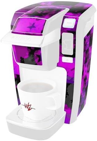 Decal Style Vinyl Skin compatible with Keurig K10 / K15 Mini Plus Coffee Makers Purple Star Checkerboard (COFFEE MAKER NOT INCLUDED)