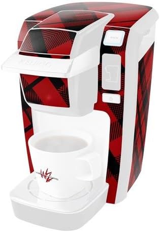 Decal Style Vinyl Skin compatible with Keurig K10 / K15 Mini Plus Coffee Makers Red Plaid (COFFEE MAKER NOT INCLUDED)