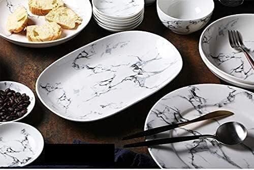 Dinnerware Set Dinner Party Tableware Service Set 44 Pieces Ceramic Tableware Set Japanese Marble Pattern Bowl Fish Plate Soup Pot Set Bowl Plate Dish Tableware Service for 10