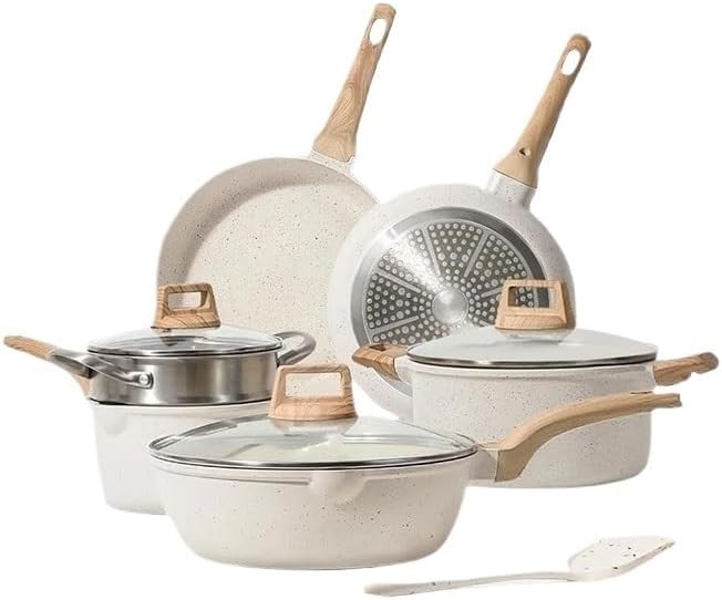 Tourmaline Non Stick Pan Soup Pot Frying Stir Steaming Boiling Milk Induction Cooker Cookware Set