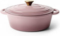 Vintage Style Oval Dutch Oven for Bread Baking 4.5 Quart Non Stick Enameled Cast Iron Dutch Oven Pot with Lid Oven Safe Oval Casserole with Lid up to 500°F for Baking Braising Stews Roasting Pin