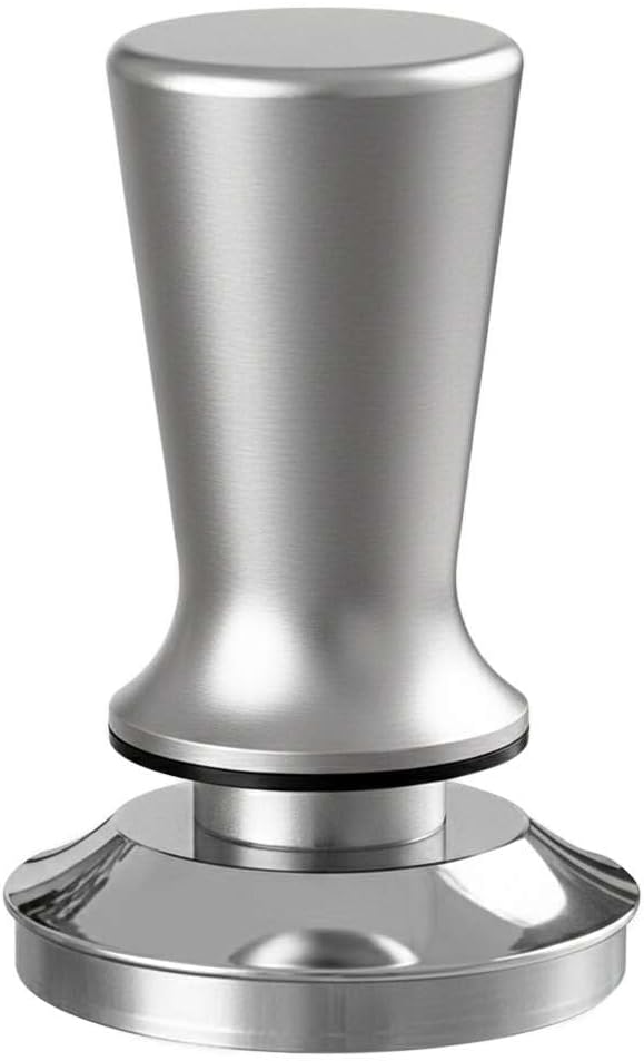 Cecotec Tamper58 Baristeo Coffee Press 58 mm with Spring Flat Base Stainless Steel Ergonomic Wooden Handle Compatible with Domestic and Professional Coffee Makers