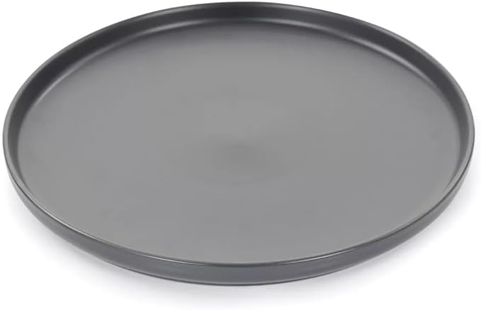 16 Piece Stoneware Dinnerware Set – Modern Matte Finish Plates and Bowls Microwave &amp Dishwasher Safe Service for 4 (Dark Gray)