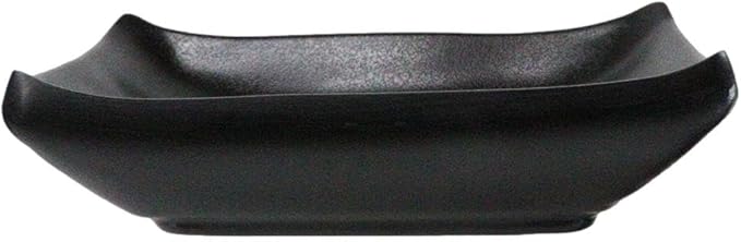 Ebros Gift Contemporary Ridged Matte Black Melamine Series Dinnerware Serveware Kitchenware Set Japanese Chinese Restaurant Supply (Pack Of 6 Rectangular Condiment Sauce Dish 2oz)