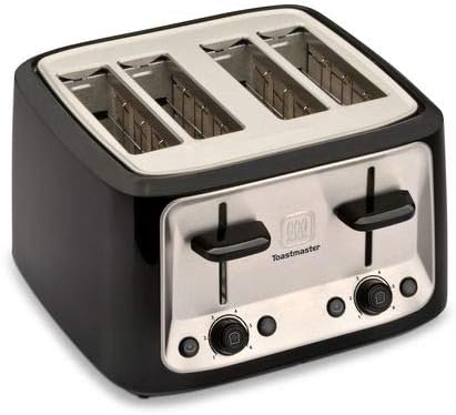 Toastmaster 4 Slice Toaster Black &amp Stainless Steel Extra Wide Bagel Slots