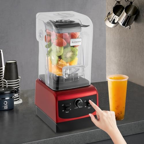 2200W Commercial Mix Blender - 2L High-Speed Smoothie Machine with Soundproof Cover for Ice Crushing Chopping Grinding and Blending - Professional Countertop Kitchen Appliance