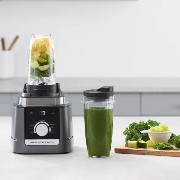 Niinja Deluxe Kitchen System 1600 Peak Watt Blender &amp Food Processor Combo 88 oz Pitcher 9 Cup Bowl 7 Auto-IQ Programs