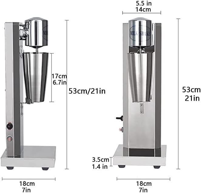 180W Commercial Milkshake Machine 18000rpm Electric Drink Mixer with 2 Speed Adjustable and 800ML Cup for Smoothie Milk Ice Cream Blender(Single Head)