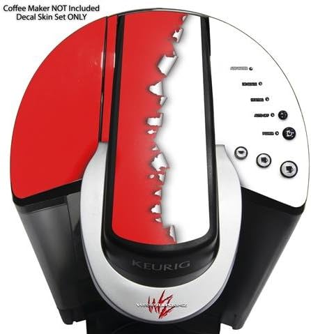 Decal Style Vinyl Skin compatible with Keurig K40 Elite Coffee Makers Ripped Colors Red White (COFFEE MAKER NOT INCLUDED)