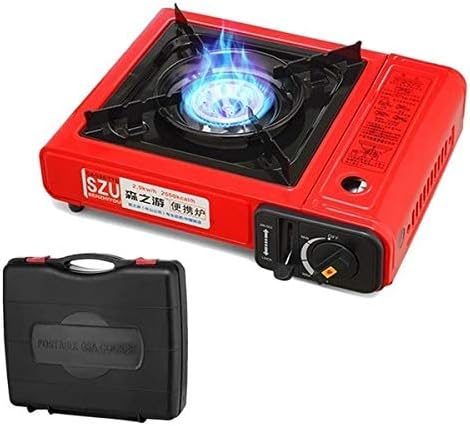 Outdoor Portable Cassette Gas Stove Windproof Camping Hiking Induction Cooker(Black) Cookware Set Cookware Picnic Boiler Cookware (Color : Red)