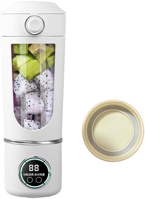 Portable juicer small rechargeable juicer multifunctional juicing cup household crushed ice juicing cup USB charging (White)