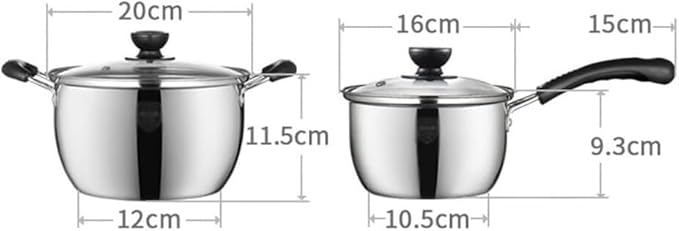 RUVOO Cookware Set Pots and Pans 3pcs Cooking Pot Pot Set Combination Stainless Steel Steamer Soup Pot Milk Pot Household Cookware Sets Kitchen Cooking Set