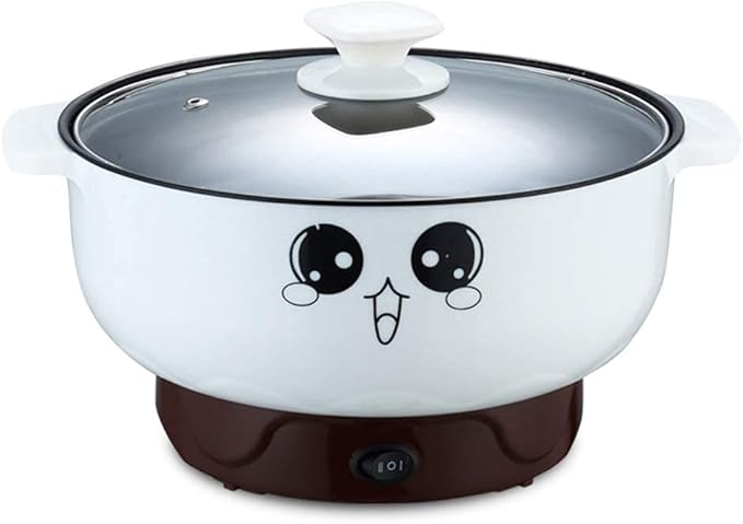 Electric Skillet 4-in-1 Multifunctional Electric Cooker Skillet Grill Pot for Cooking Rice Hotpot Soup Steam Eggs Fried Noodles Small Kitchen Cooker Non-Stick (2.8L without Steamer)