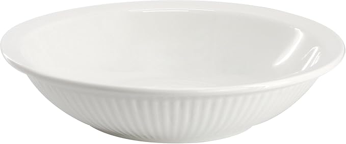 16-Piece Porcelain Dinnerware Set in White – Embossed Double Bowl Set with Textured Rim Microwave &amp Dishwasher Safe – Elegant White Dinnerware for 4