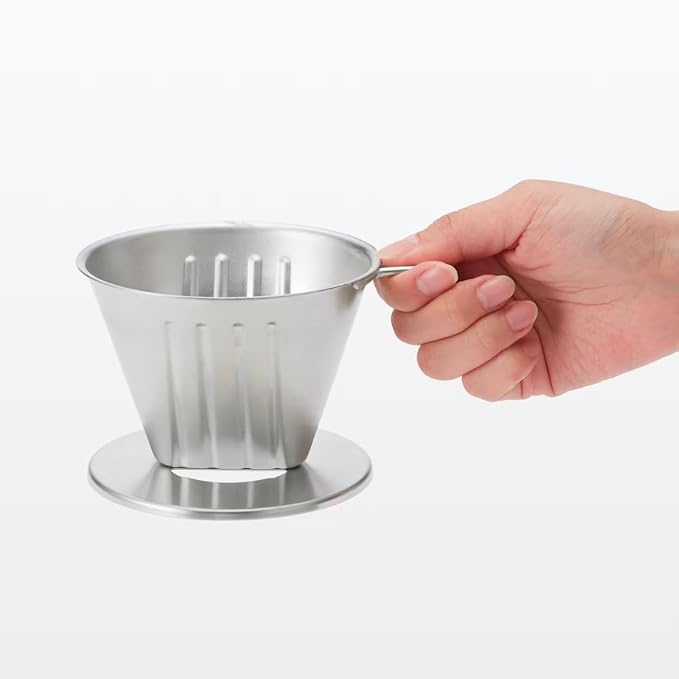 Muji 15090822 Stainless Steel Dripper Silver 4.9 x 4.1 x 3.1 inches (12.5 x 10.5 x 8 cm) For 2-3 Cups