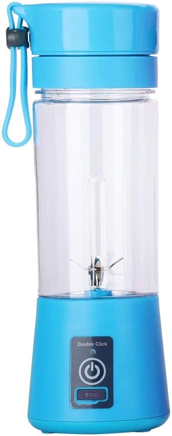 Portable Blender Smoothies Personal Blender Mini Shakes Juicer 380 ml Cup USB Rechargeable Cordless Shaker Bottle (Blue) 8x3 (Q2-6888)
