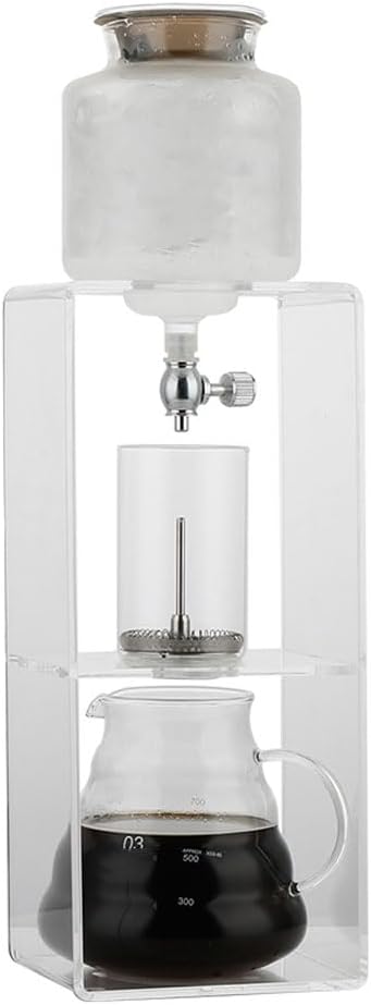 Iced Drip Coffee Maker with Adjustable Water Flow Cold Brew Coffee Brewer with Stainless Steel Filter for Home Office Coffee Pots