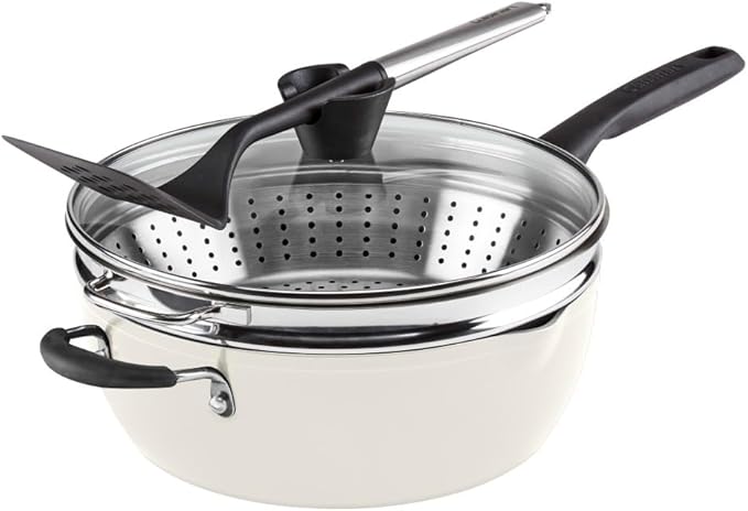 Cuisinart Preferred Pan 4-Pc Set - Crème de la Creme (4.5 Qt. Multi-Purpose Pan w/Cover Steamer Slotted Turner)
