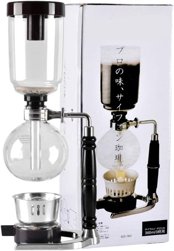 ZJchao Handheld Siphon Coffee Maker Premium Glass Coffee Filter Kit Homemade Machine for Home Barista and Coffee Enthusiasts Stainless Steel and Glass 14.3 Inches (Black)
