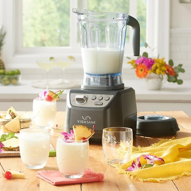 Princess House Vida Sana Blender for Smoothies Soups Dips and More 1500 Watts Stainless Steel Blade 4 Preset Functions Large Grey Professional Blender Easy Clean