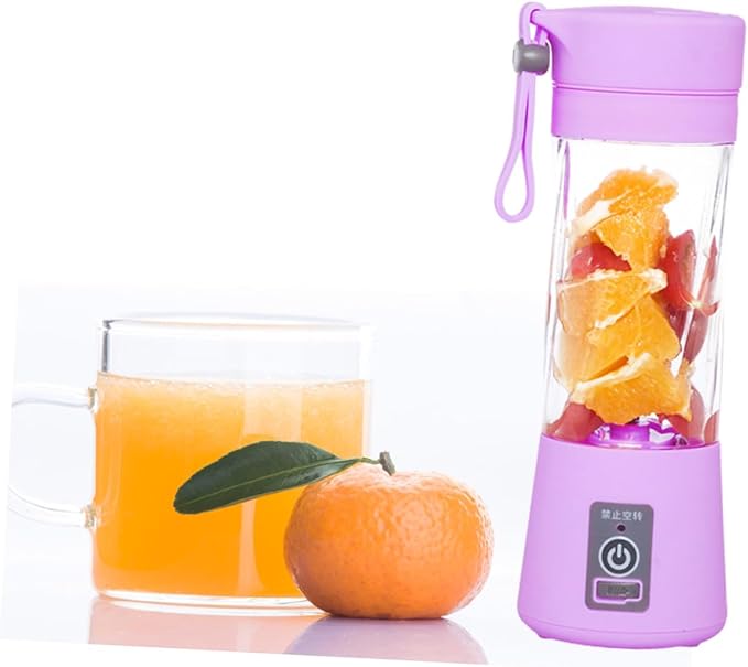 NUOBESTY Portable Mini Electric Juicer USB Rechargeable Fruit Mixer with Stainless Steel Vanes Easy-clean Compact Blender for Travel and Home Use Purple