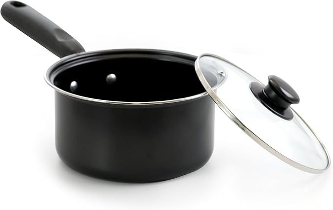 Better Chef 7-Piece Deluxe Non-Stick Cookware Set in Black with Cool-Touch Handles and Tempered Glass Lids