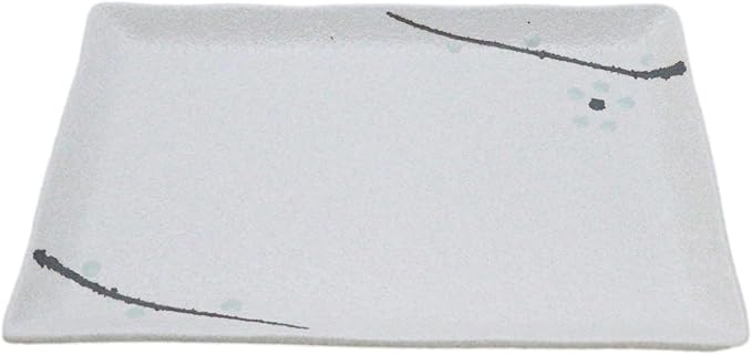 Ebros Gift Modern Yukino Hana Snow Flowers Ceramic Dinnerware Serveware Kitchenware Set Oriental Asian Restaurant Supply (Pack Of 5 Rectangular Sushi Plates 7.75 L)