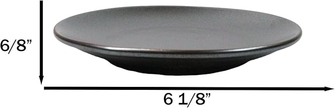 Ebros Gift Iron Black Clay Underglaze Technique Tetsu Kesho Porcelain Dinnerware Kitchen Set Asian Japanese Restaurant Supply (Pack Of 5 Round Appetizer Salad Plates 6 D)