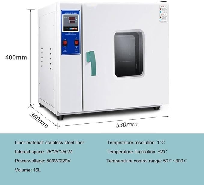 Industrial Vacuum Drying Oven - Digital Lab Thermostatic Incubator with Forced Air Convection for Efficient Drying in Industrial and Agricultural Applications(16L)