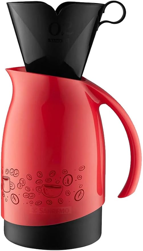 Tribello Pour Over Coffee Maker 20 Oz Camping Thermal Carafe With #2 Pour Over Coffee Dripper set Keep Water Hot/Cold 6+ Hours Great Camping Coffee Maker set - BPA Free (Red)