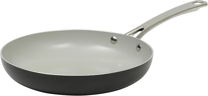 Sur La Table Kitchen Essentials Potluck Porch 12 Inch Deep Frying Pan Skillet Aluminum PFA Free Ceramic Cookware Chef's Pan Omelet Pan - Induction - Black
