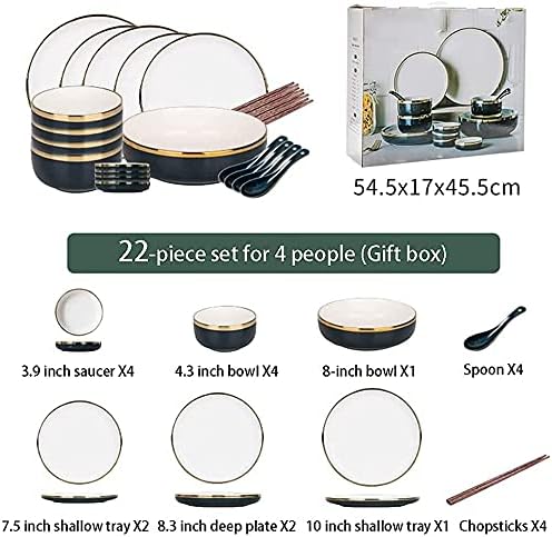 Elegant Dinnerware Set Dinner Plates Bowls Set Color Ink Dinnerware Sets European Classical Ceramic Plate And Bowl Sets Modern Creative Dishware Sets Electroplated Gil22Pcs