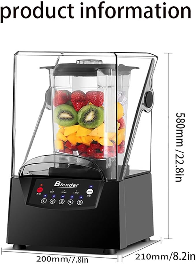 Blender Smoothie Maker with Sound Enclosure 2L Electric Stand Mixer Silent Broken Wall Cooking Machine 17000rpm Blade Ice Crusher for Smoothie Fruits