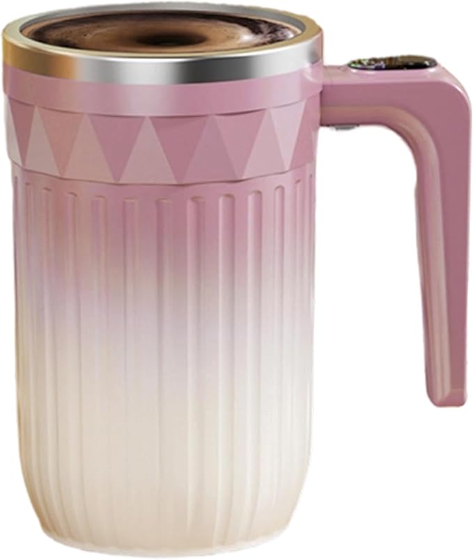 Automatic Stirring Mug - Heating Mixer Cup for Beverages | 450ml Fluid Capacity with Detachable Magnetic Rotor &amp Type C Charging Port for Office Desks Morning Milk Hot Chocolate and Home Kitchen