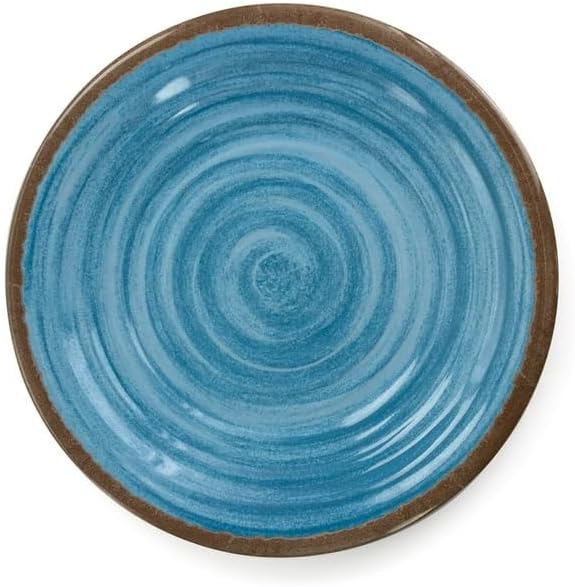 12 Piece Lightweight Melamine Dinnerware Set – Shatter-Resistant Dish Set for 4 with Plates and Bowls – Outdoor &amp Indoor Unbreakable Dinnerware (Blue)