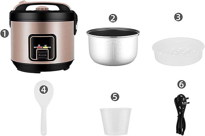 Rice Cooker with Steamer Non-Stick Inner Pot Intelligent Insulation Make Rice &amp Steam Healthy Food &amp Vegetables(5L) ()