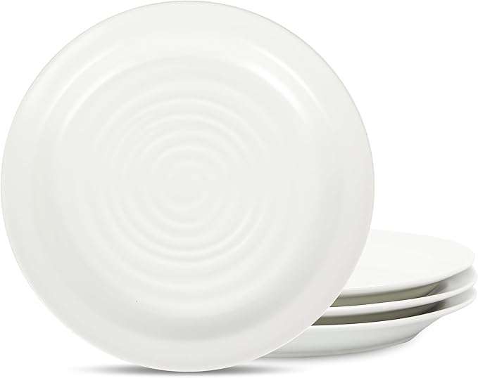 Stone Lain Orbit 4-Piece Dinner Plate Set Stoneware White