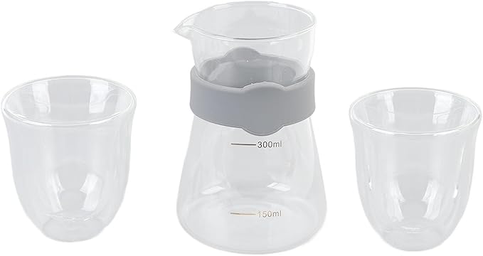 ZJchao Pour Over Coffee Maker Glass High Borosilicate Heatproof Coldproof Coffeemaker Set with Scale for Home Coffee Shop Office Durable Transparent Gold Markings 300ML