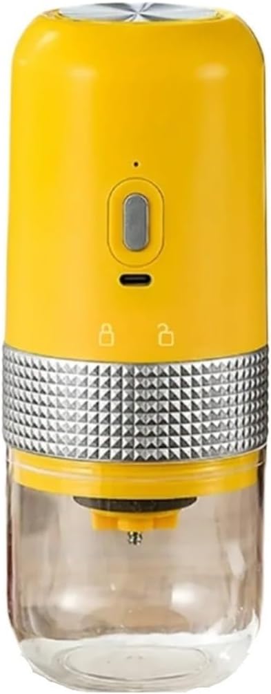 Portable Coffee Machine Automatic Coffee Grinder Portable USB Charging Kitchen Toolfor Outdoor Travel Picnic(Yellow)