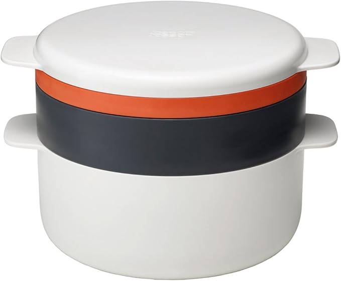 Joseph Joseph M-Cuisine Microwave 4-Piece Stackable Cooking Set 2 liter cooking pot steamer griddle and lid Orange/Beige