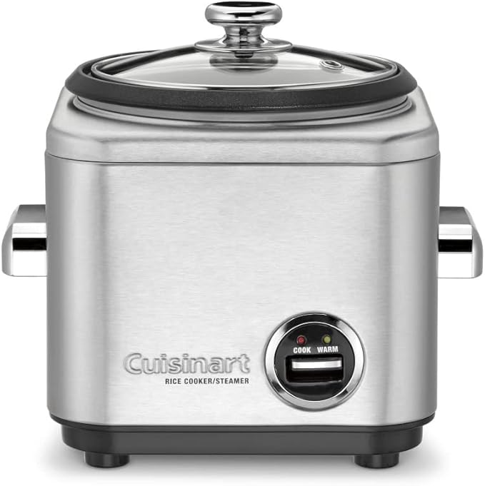 Cuisinart CRC-400 4 Cup Rice Cooker Stainless Steel Exterior &amp CTG-00-3MS Set of 3 Fine Set of Mesh Strainers Stainless Steel Pack of 3