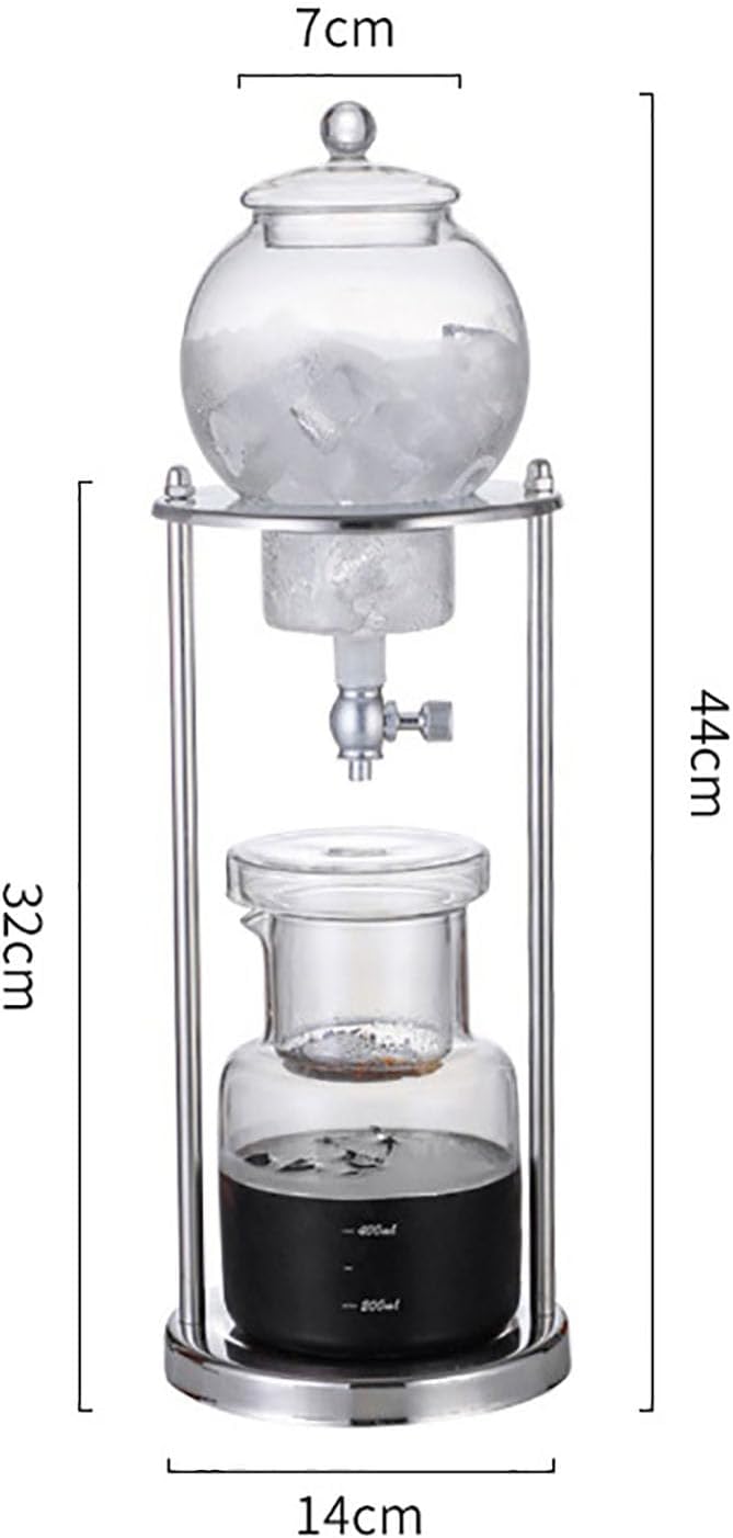 Ice Cold Brew Dripper Coffee Maker 600ml Reusable Glass Iced Coffee Maker with Adjustable Valve Stainless Steel Stand DIY Ice Coffee Brew Tower