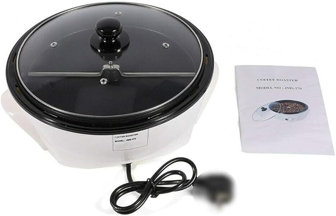 Electric Coffee Roaster Machine Coffee Bean Baker Roaster Coffee Roasting Machine Household 110V Peanut Nuts Home Coffee Roasting Machine 1200W (B-White)