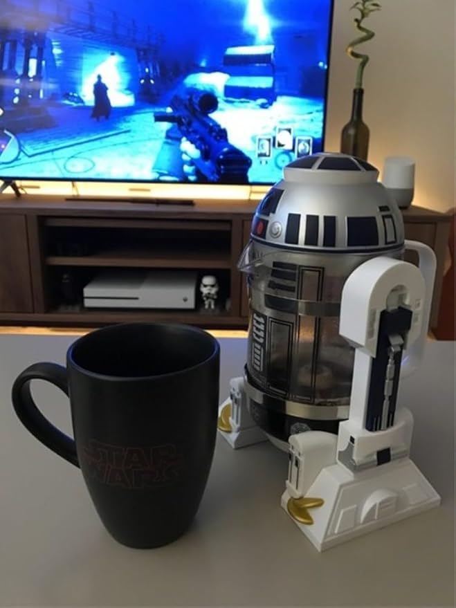 @BuyMartianHome May The 4th Be w/U Robot French Press Coffee Pot (960 ML) | Hand Coffee Maker | 24cm | Alt Uses : Milk Frother Juice Infuser Cold Brew | Great Gift for Coffee + Tea Lovers