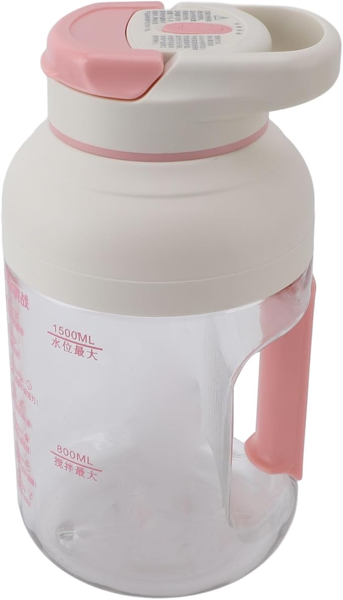 Portable Blender Small Blender Mini Blender with Ergonomic Handle Design 1.5L Cordless Large Capacity for Outdoor Picnic (Pink)