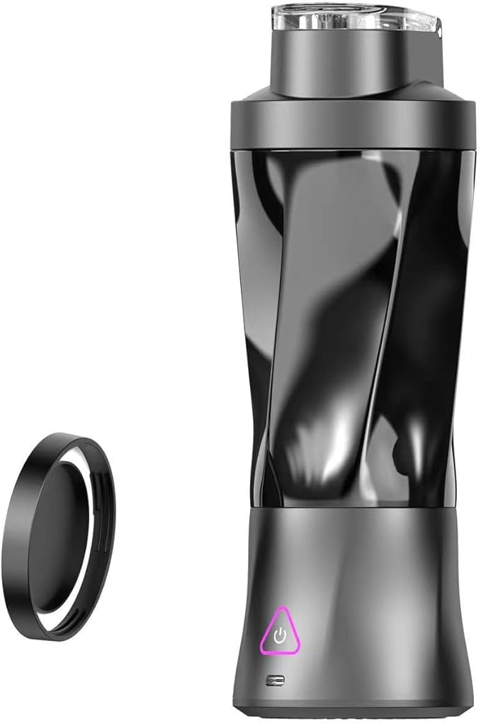 Portable juicer large capacity charging juicer cup wireless juice mixer household small ice blender portable cup multifunctional food processor (Black)